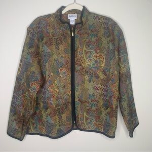 Grannycore Floral Tapestry Jacket size Medium Lightweight Zip